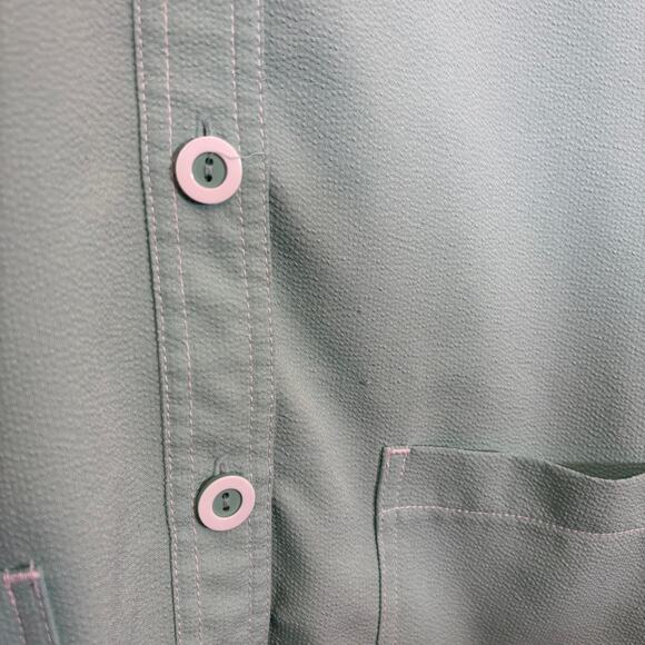 Mint Green Light Jacket Button Front Pockets Minimal Classic S | Light Summer - Picture 10 of 10